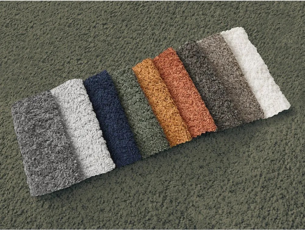 Colțar verde cu tapițerie din țesătură bouclé (cu colț pe partea stângă/cu șezlong) Azra – Bobochic Paris