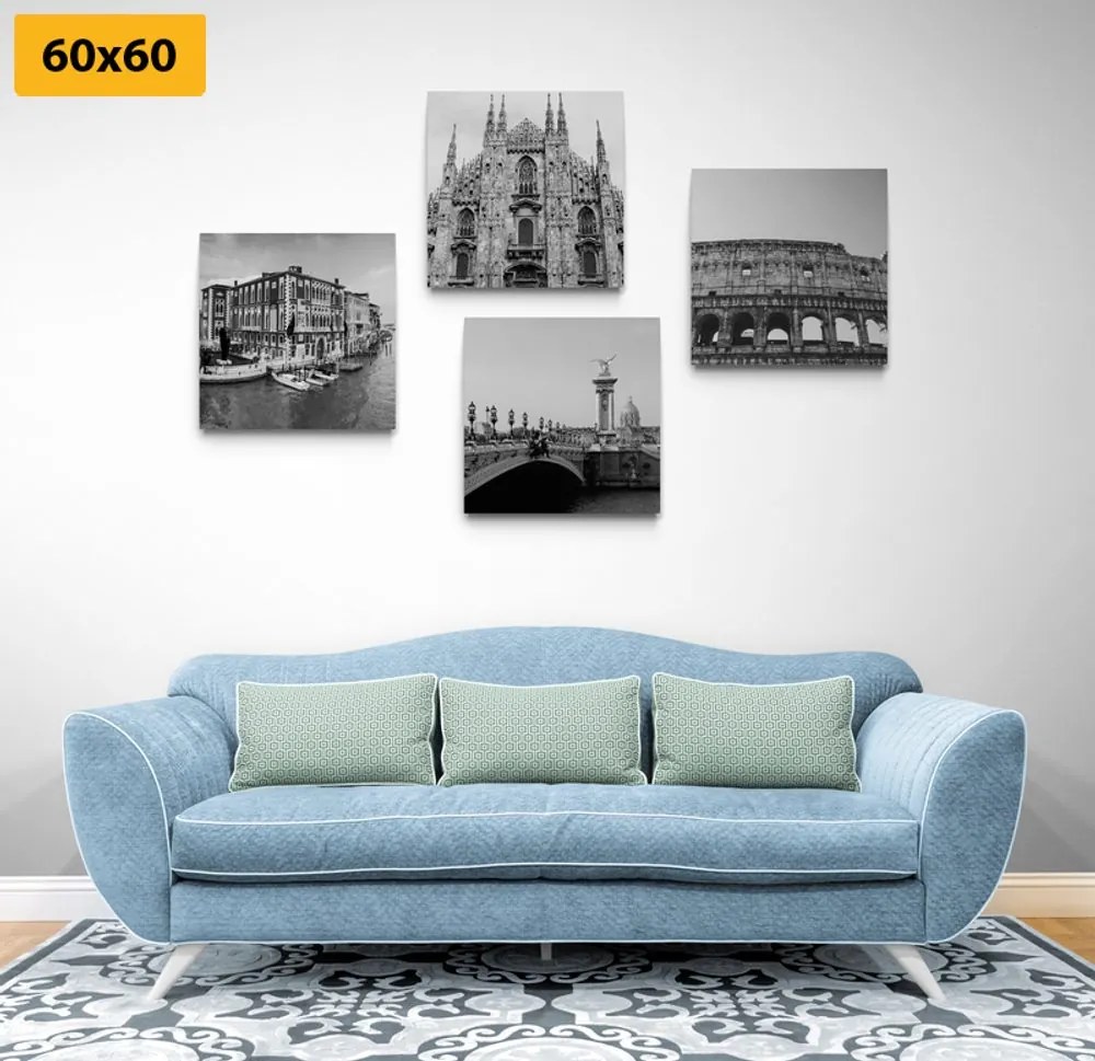 Set tablouri orașe istorice în design alb-negru