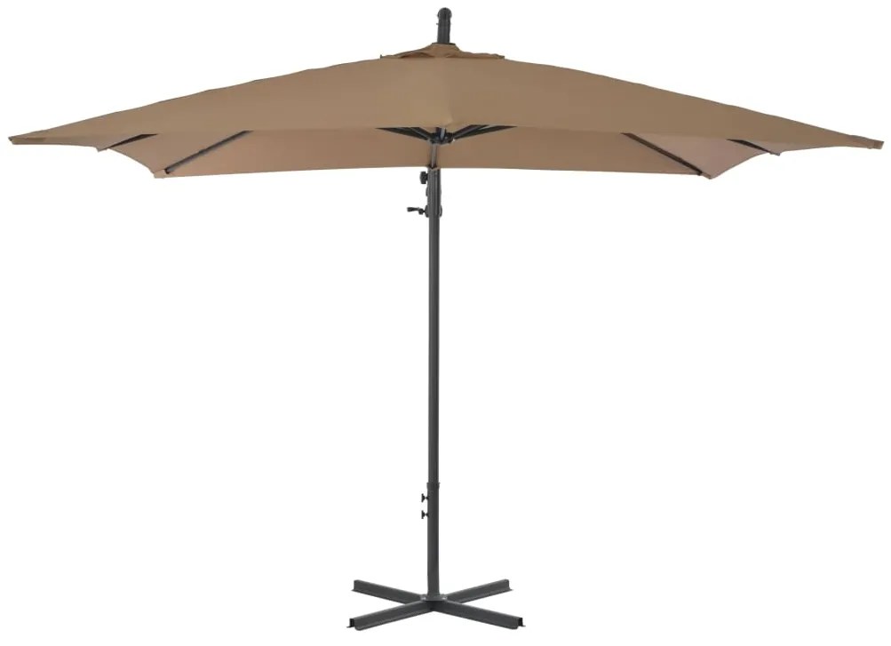 Umbrela suspendata cu stalp din otel, gri taupe, 250 x 250 cm Gri taupe