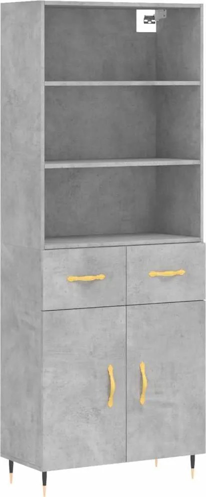 vidaXL Dulap înalt, gri beton, 69,5x34x180, lemn compozit
