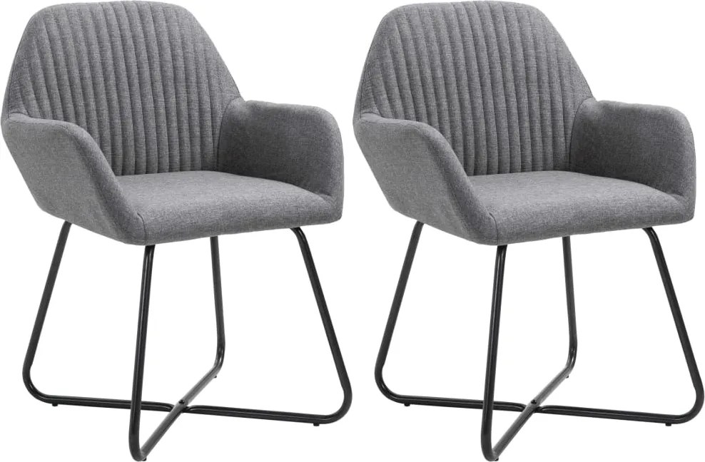 vidaXL Scaune de bucătărie, 2 buc., gri închis, material textil