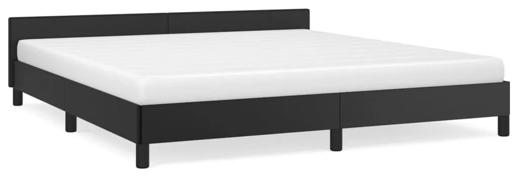 347513 vidaXL Cadru de pat cu tăblie, negru, 180x200 cm, piele ecologică