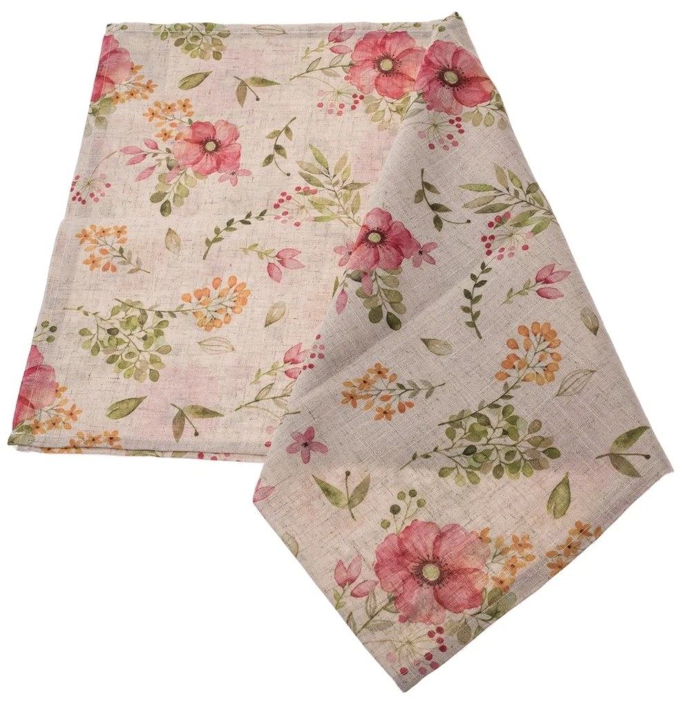 Traversă de masă impermeabilă Flori, 40 x 140 cm