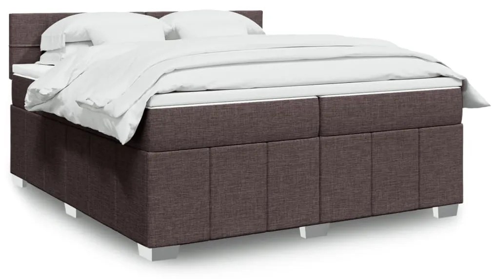 vidaXL Pat box spring cu saltea, maro închis, 200x200 cm, textil