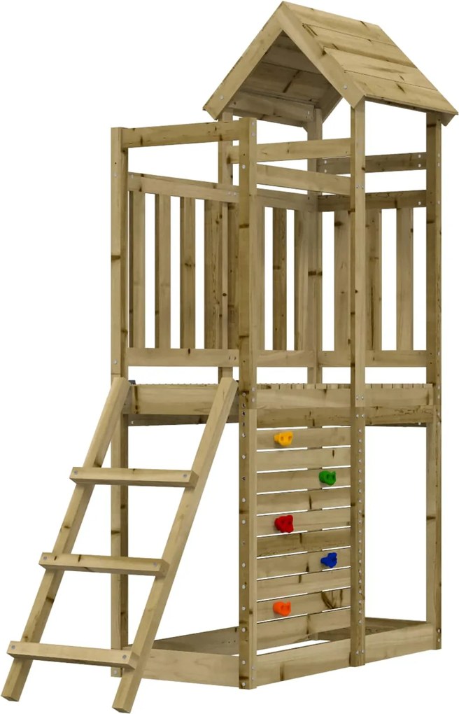 vidaXL Turn de joacă Maro 110,5 x 52,5 x 214 cm Lemn impregnate solid