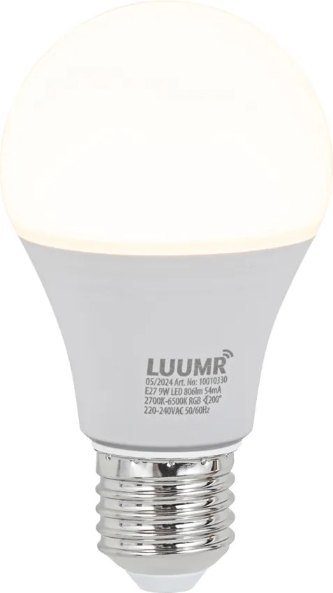 Set de 3 becuri LED inteligente E27, reglabile, A60, 9W, 806 lm, 2700K-6500K, inclusiv Zigbee Smart Hub