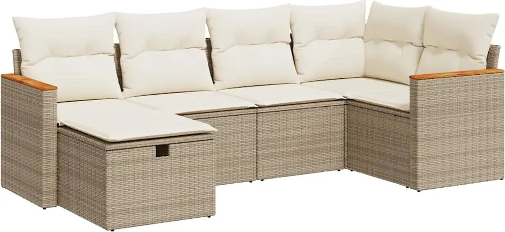 vidaXL Set canapele de grădină cu perne, 6 piese, bej, poliratan