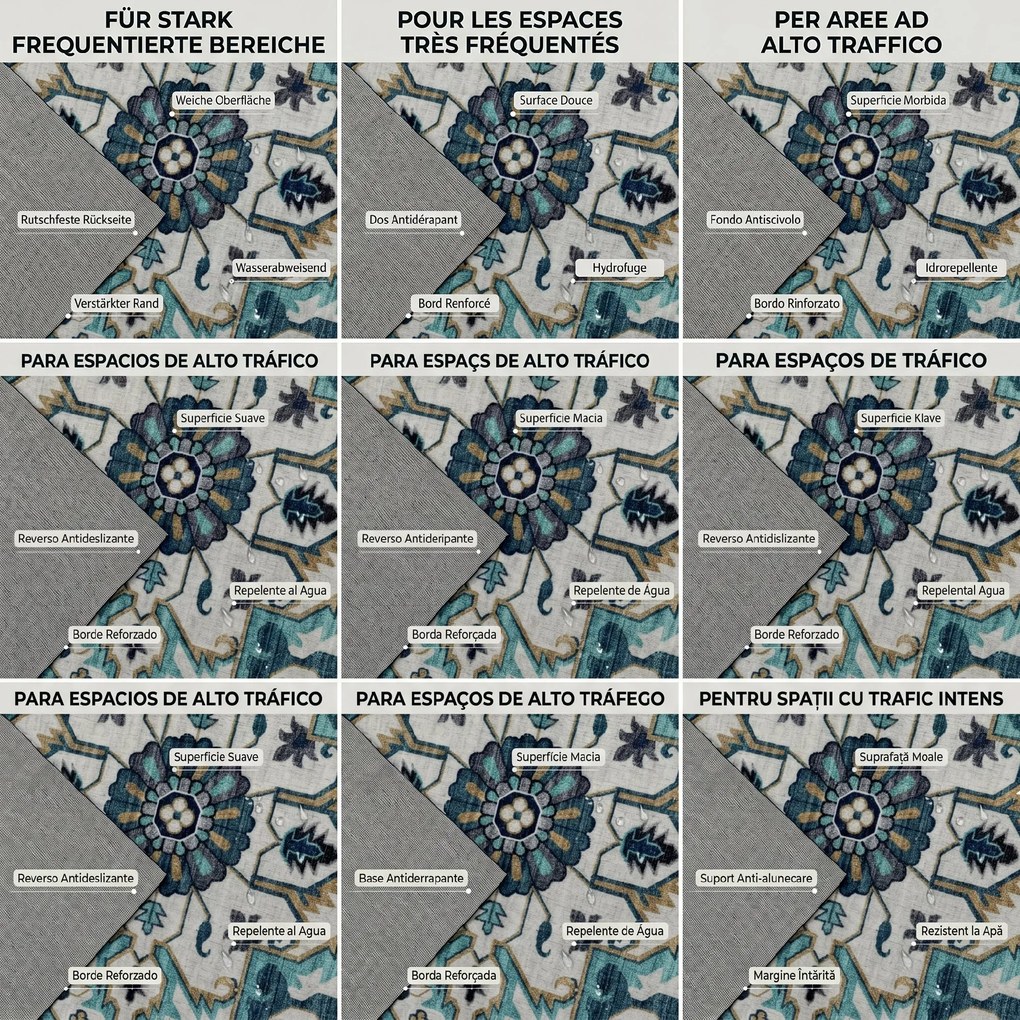 HOMCOM Covor Boho Antiderapant și Lavabil cu Fir Scurt 230x160cm Multicolor | Aosom Romania