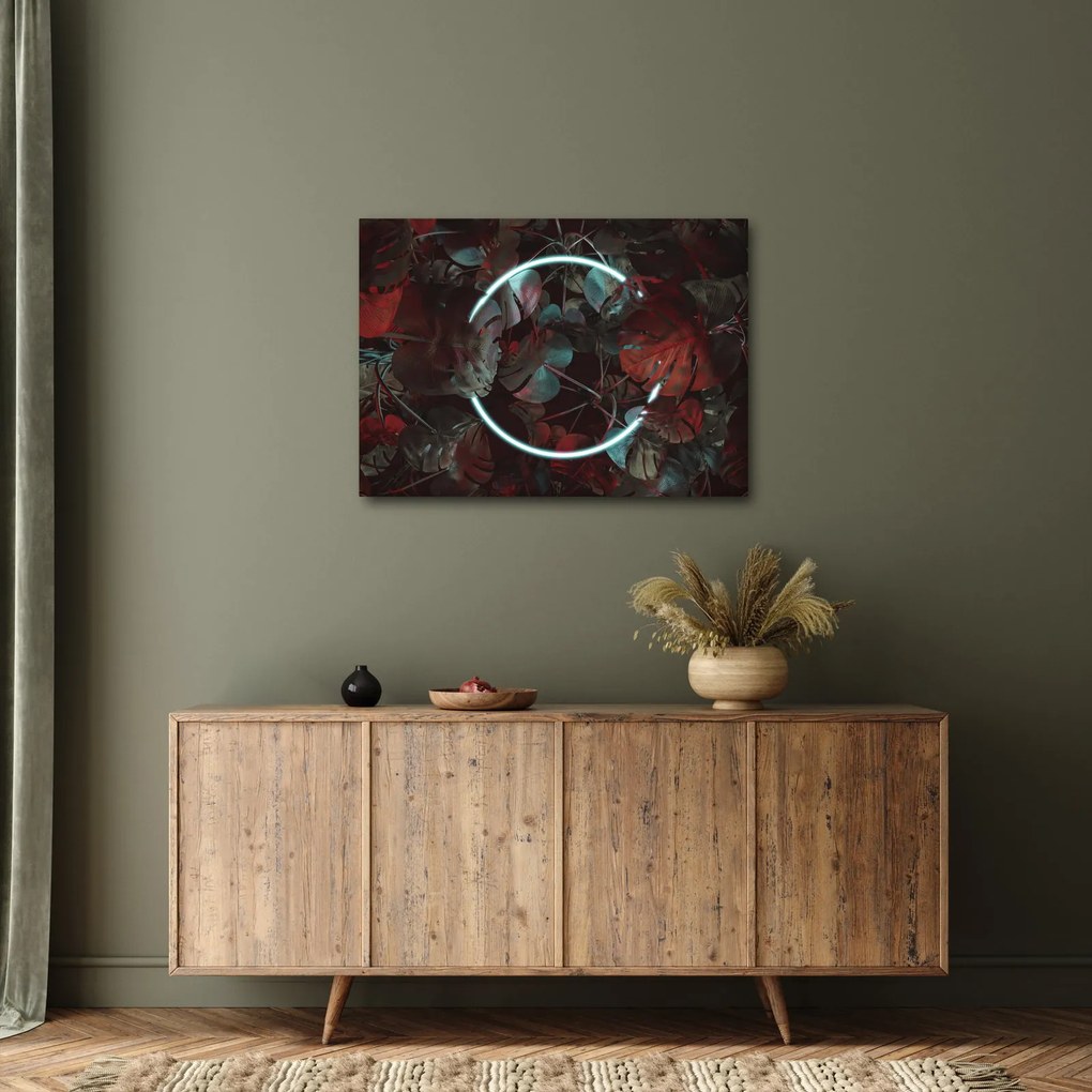 Tablou - Cerc de neon între palmieri (70x50 cm)