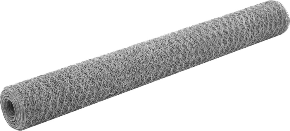 vidaXL Plasă de sârmă găini, argintiu, 25 x 1,2 m, oțel galvanizat