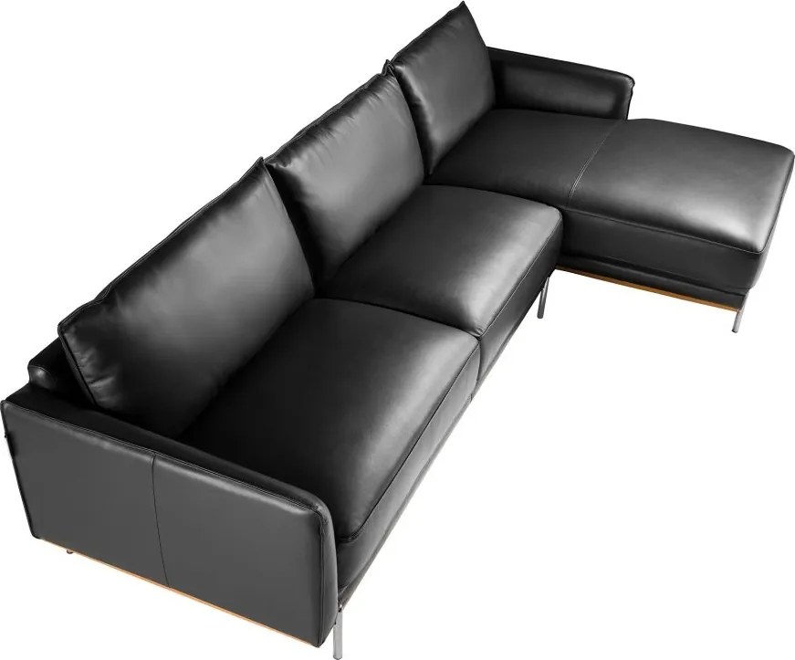 Coltar LUX 5 locuri design italian cu sezlong dreapta Cowhide black