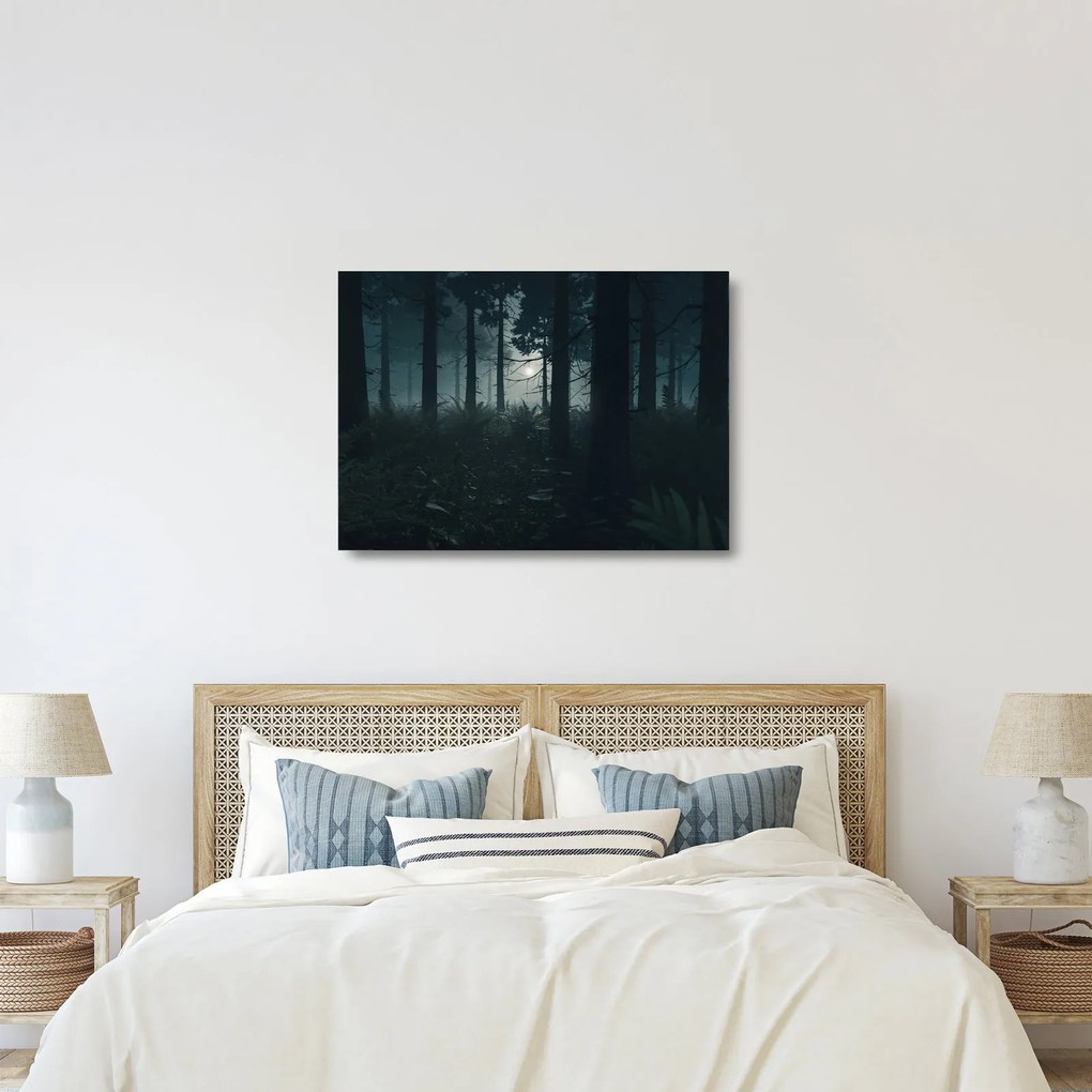 Tablou pe sticlă - Ferigi în lumina lunii (70x50 cm)