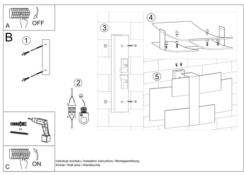 Aplică de perete albă Marett – Sollux