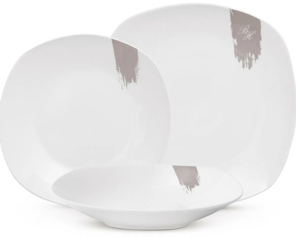 BerlingerHaus Set de 18 farfurii Taupe, alb-gri