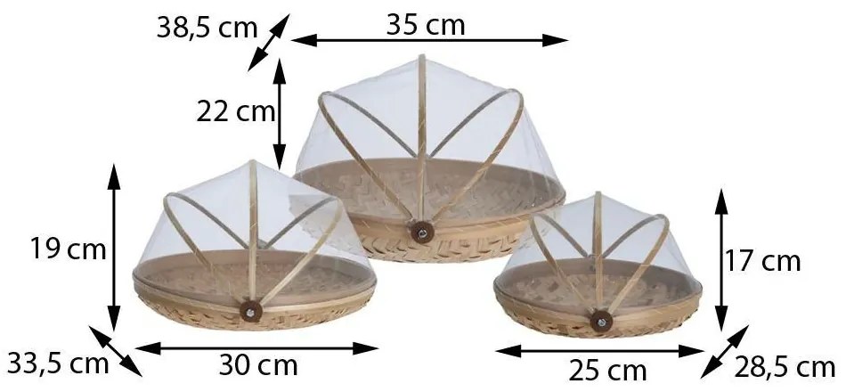 Set de 3 tăvi de servire cu capac Bamboo