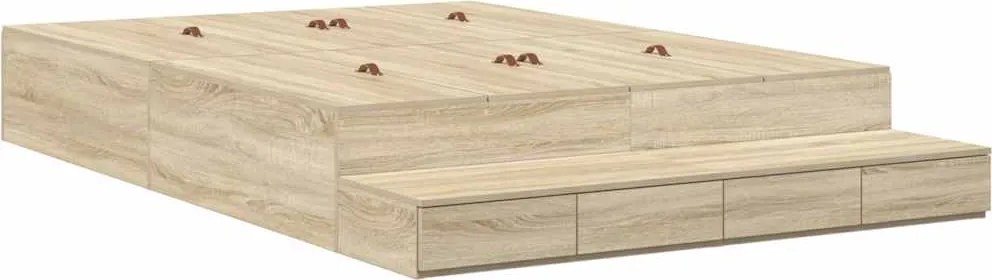 vidaXL Cadru de pat cu depozitare Stejar Sonoma 160 cm Lemn compozit