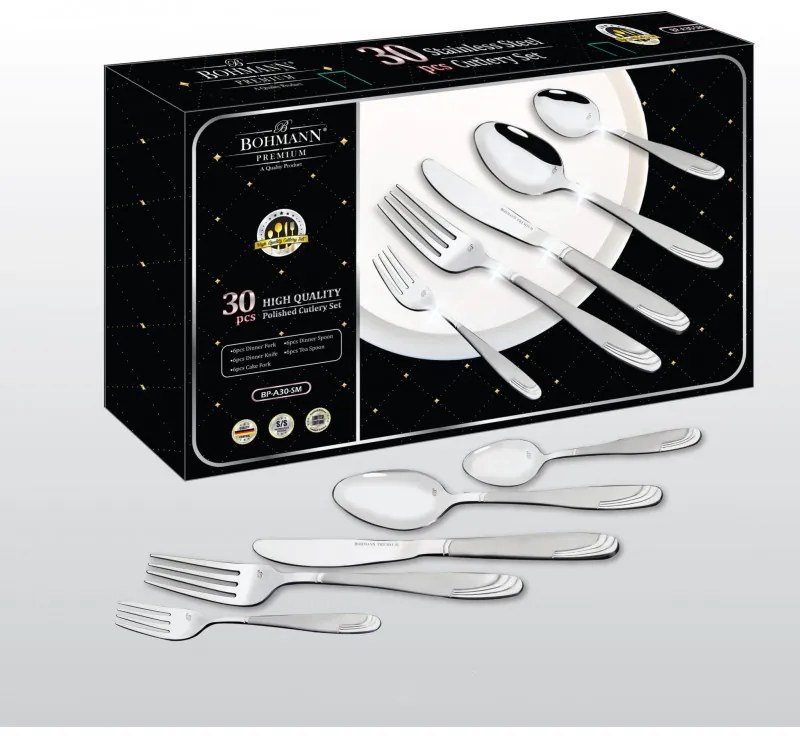 Set tacamuri Bohmann BP A30-SM, Cutie, SS 18/10, 30 buc, Inox