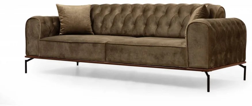 Canapea Extensibilă cu 3 Locuri Siesta With Capitone 3 Seater, Maro