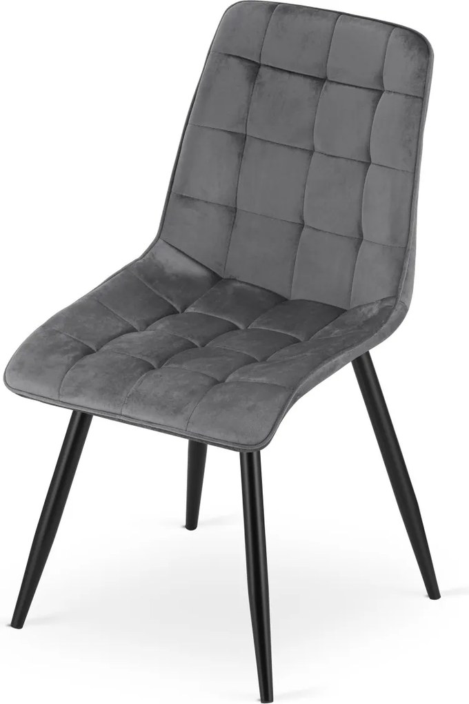 Scaun de masa SPLIT VELVET cu picioare negre, gri inchis