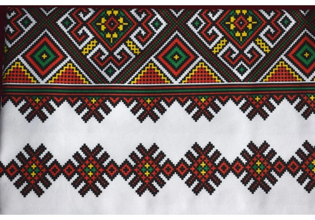 Fata de masa pentru living si bucatarie CASA GINO, Cu motive traditionale, Bumbac 100%, 150X350 cm, Masa 16 persoane, Model Traditional I