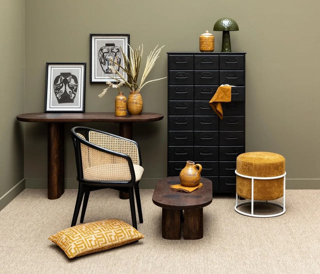 Dulap negru din metal cu 27 sertare, stil industrial, „Office”