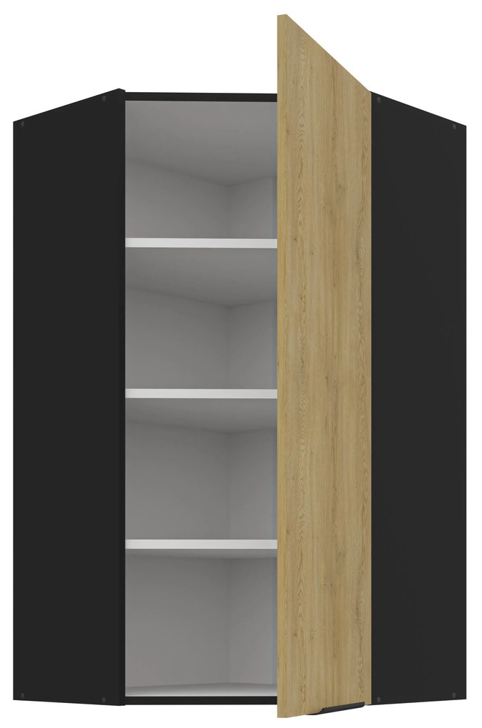 Dulap superior de bucătărie de colț Carminia 60x60 GN-108 1F (45) (stejar cremona + negru). 1128000