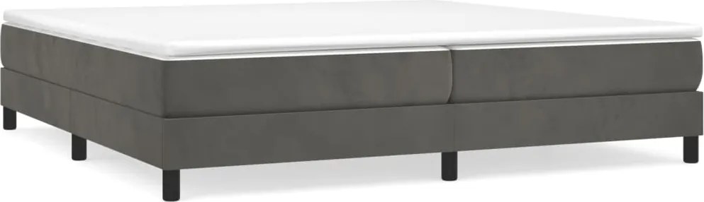 vidaXL Pat box spring cu saltea, gri închis, 200x200 cm, catifea