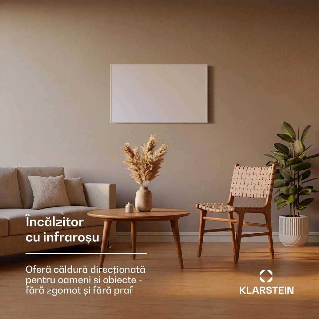 Klarstein Wonderwall 600 Smart, încălzitor pe infraroșu, 60 x 100 cm, 600 W, cronometru săptămânal, IP24, alb