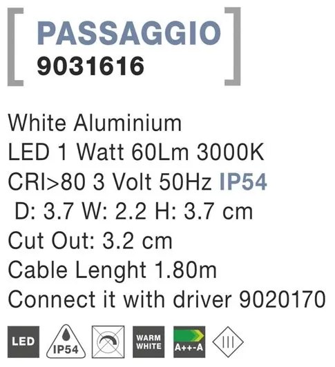 Spot LED ambiental de exterior IP54 PASSAGGIO NVL-9031616