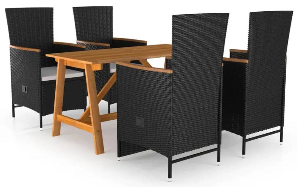 vidaXL Set de masă pentru grădină, 5 piese, negru
