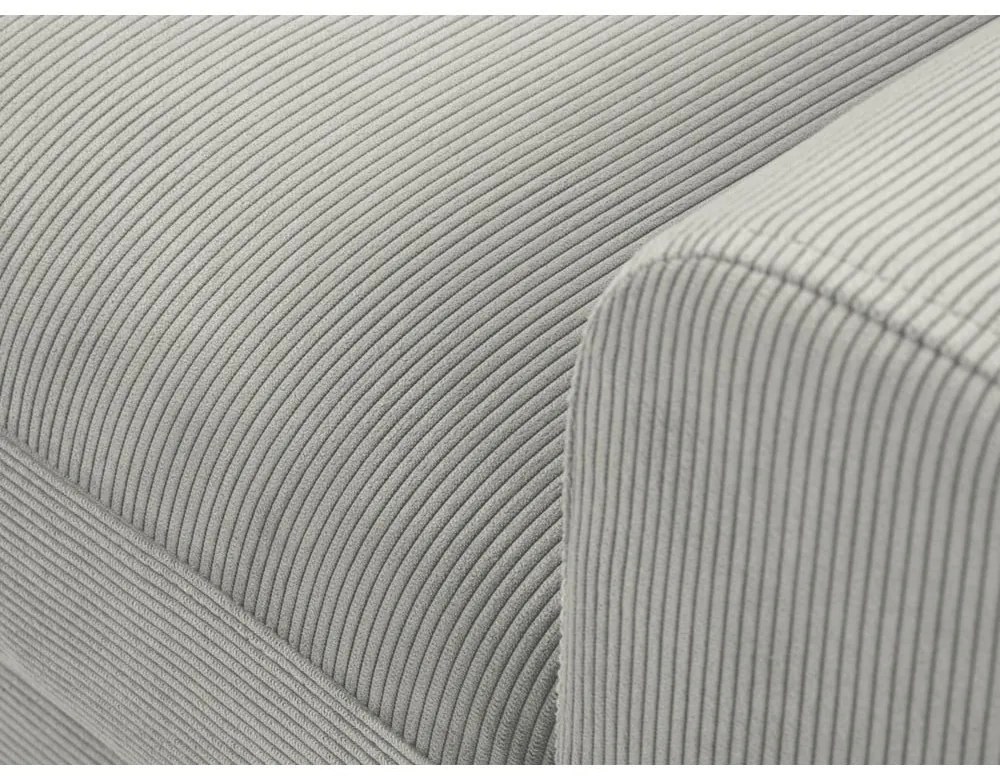 Colțar gri deschis extensibil, cu spațiu de depozitare cu tapițerie din catifea reiată (cu colț pe partea stângă, cu șezlong) Kyoto – Cosmopolitan Design