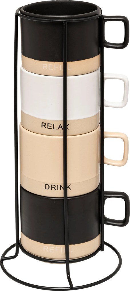 Set de 4 cești pe suport LUCA, 4 x 240 ml