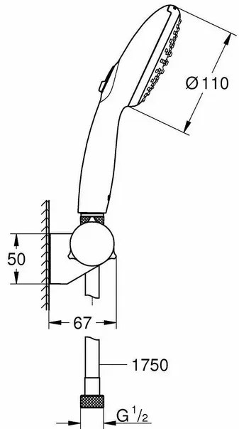 Set de dus cu porter Grohe Tempesta 110 crom 2 functii