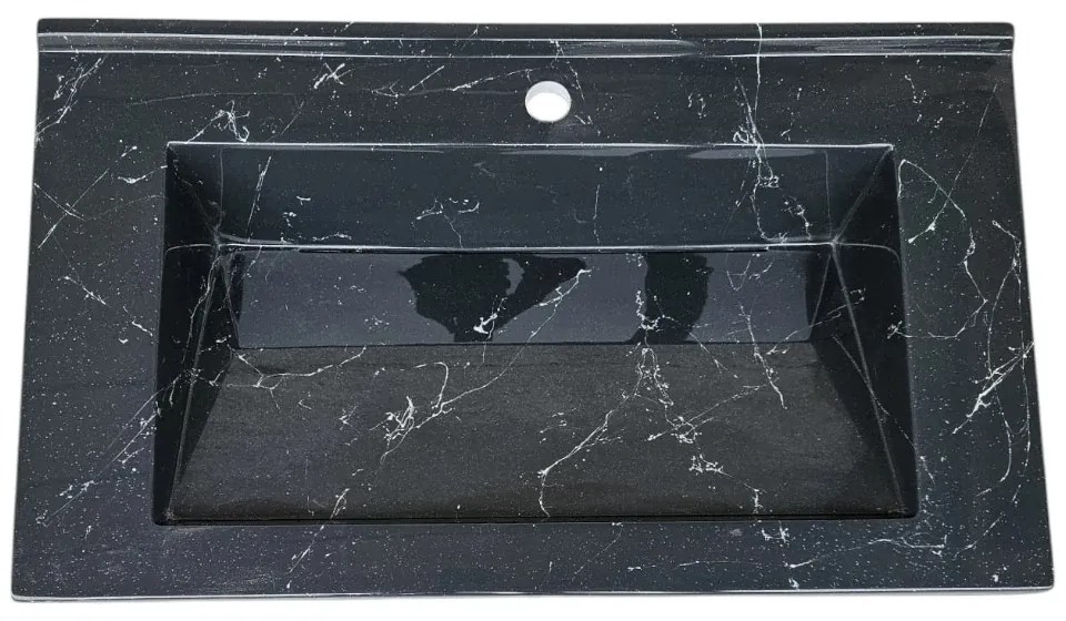 Lavoar(chiuveta) baie compozit granit, cu sifon ascuns, HouseXL LuxMarble, 61x47 cm, montaj pe blat sau masca, antibacterian, aspect marmurat