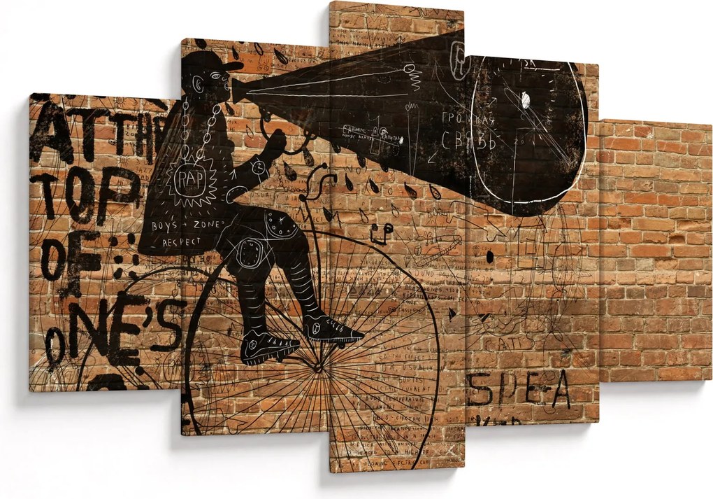 Tablou - Barbat cu biciclete stil Bansky (150x105 cm)