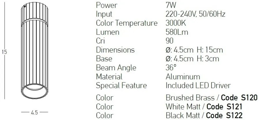 Spot LED aplicat directionabil design modern Lian 36 alb mat