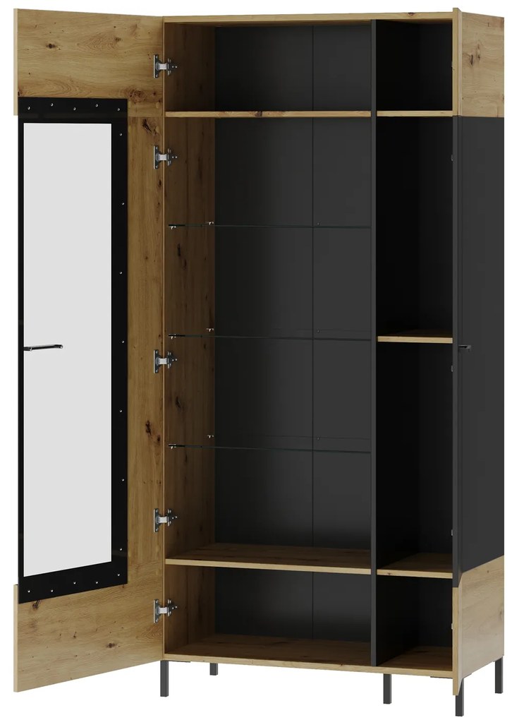 Vitrină Lorren 12 (stejar artisan + negru mat). 1068165