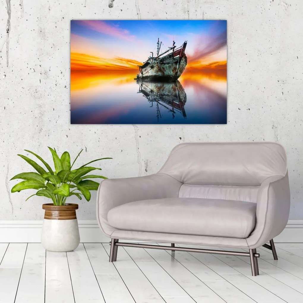 Tablou - Zori peste un naufragiu (90x60 cm)