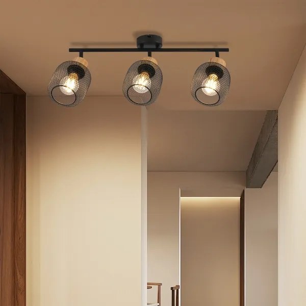 Brilagi - Aplica spot BASKLITE 3xE27/15W/230V lemn/negru