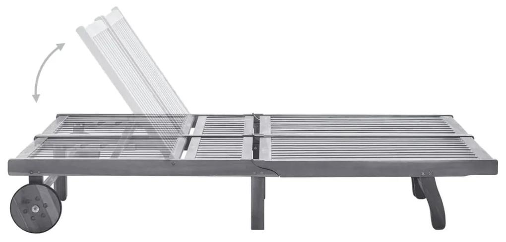 Sezlong gradina cu perne, 2 persoane, gri, lemn masiv acacia 1, model frunze, 200 x 123 x 85 cm