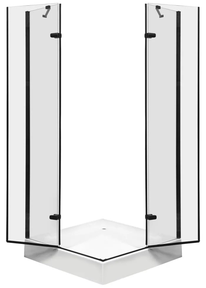 Cabină de duș pătrată Flow Black cu ușă batantă 90 cm