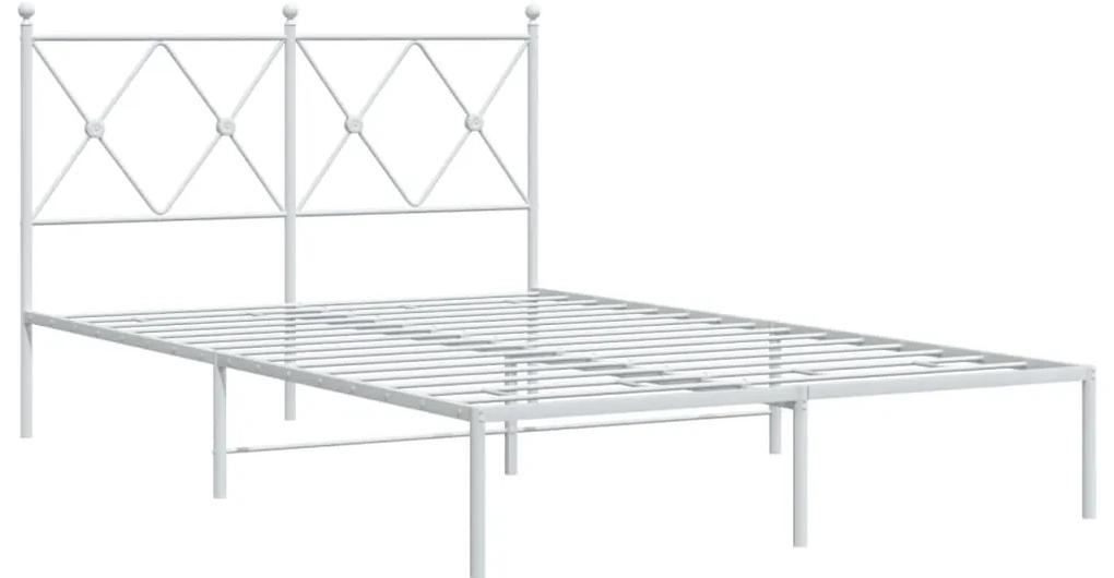 376548 vidaXL Cadru de pat metalic cu tăblie, alb, 120x190 cm