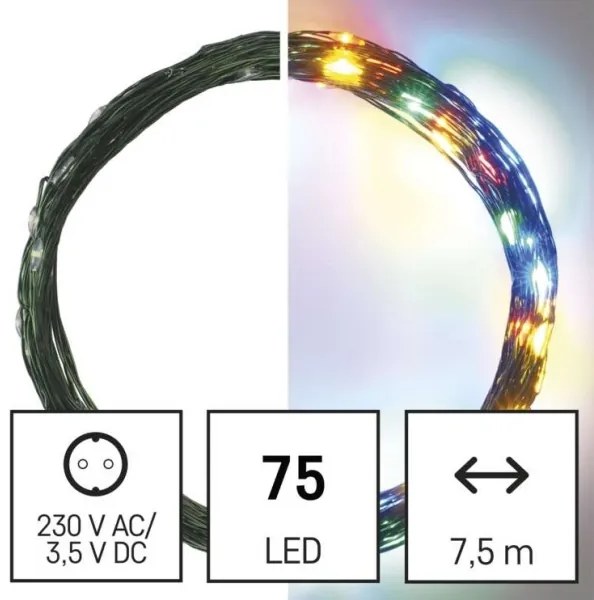 Ghirlandă LED de exterior pentru Crăciun 75 LED/12,5 m IP44 multicolor