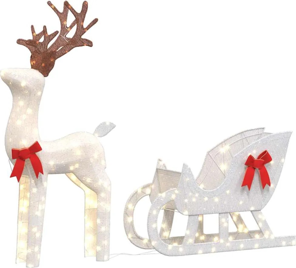 vidaXL Decoratune de Crăciun Ren și Sanie 100 LED-uri Alb Rece