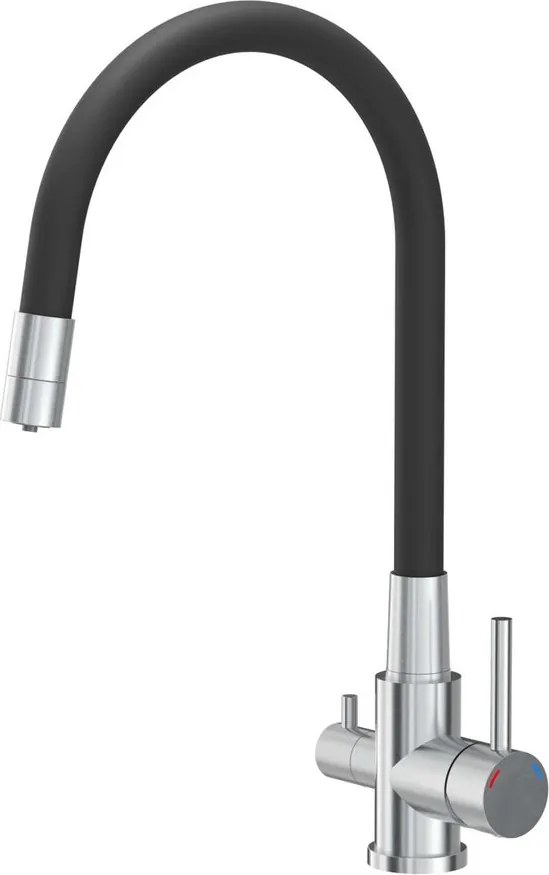 Baterie bucatarie cu pipa flexibila Quadron Pop Agnes finisaj negru - inox