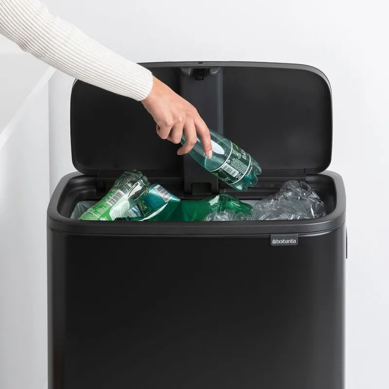 La mâna a doua: Cos pentru gunoi Brabantia Bo Touch Hi 1001260, 60 L, Inaltat, Deschidere lina si silentioasa, Negru mat
