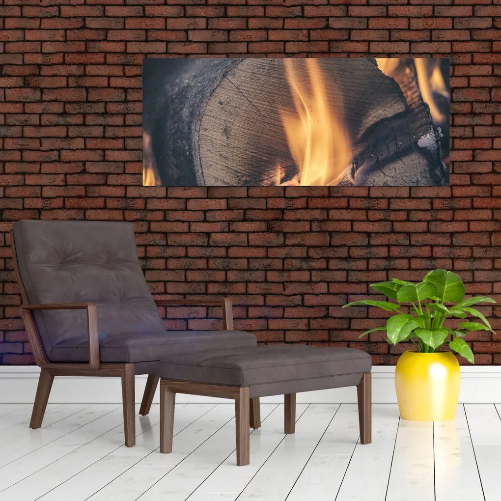 Tablou - Lemn în foc (120x50 cm)