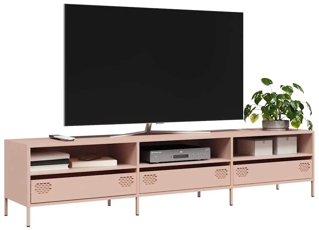 851347 vidaXL Dulap TV, roz, 202x39x43,5 cm, oțel laminat la rece