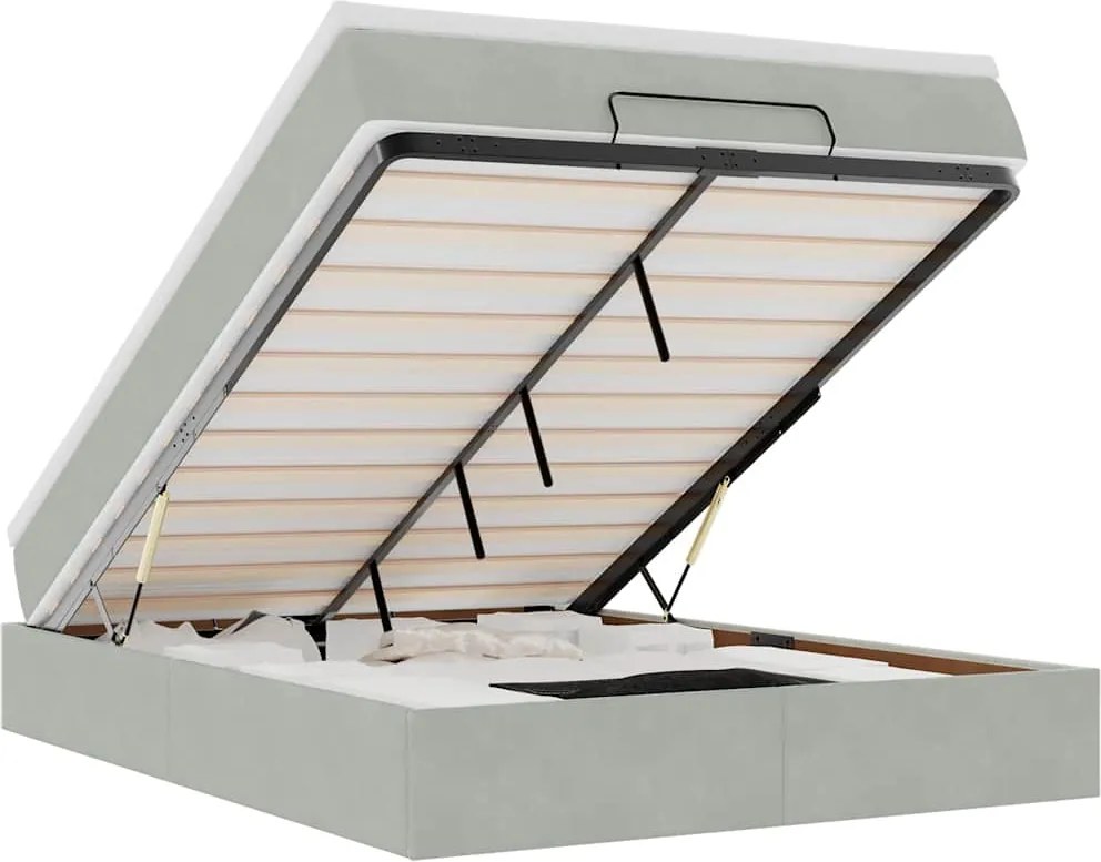 vidaXL Cadru de pat otoman cu saltea Gri deschis 140x200cm catifea