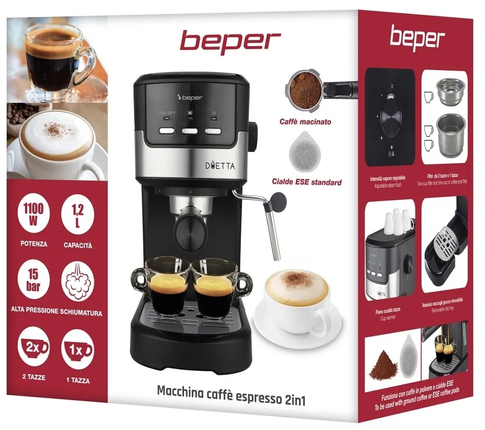 Beper P101CAF100 Aparat de espresso 2in1